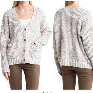 NWT Supplies by UnionBay Julianne Marled Knit Confetti Cardigan White Medium